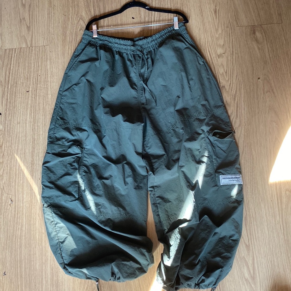 Super wide leg Recycled Nylon cargo pants by TheGivingMovement